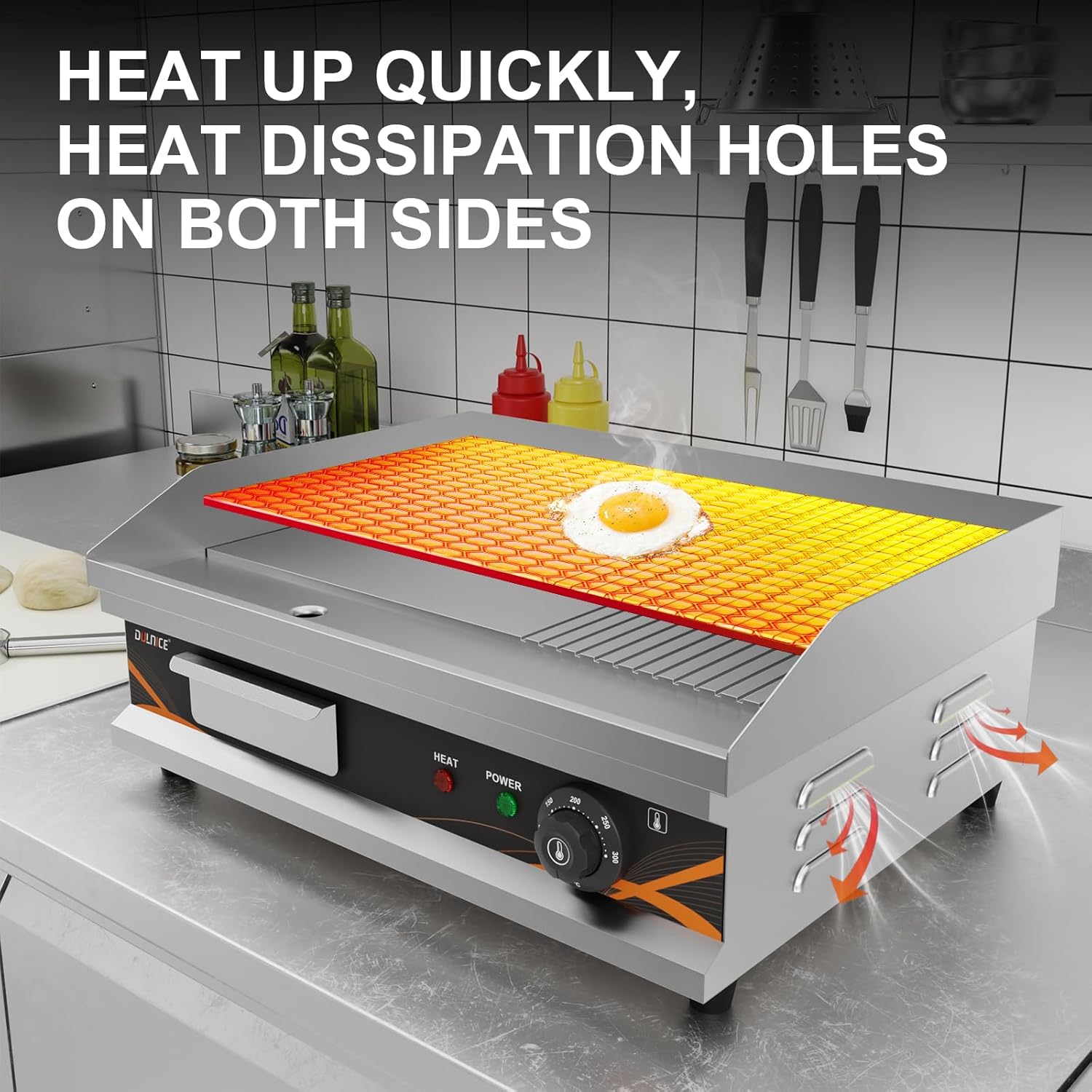 Plancha électrique - surface lisse/rainurée - inox 3000W - cuisson pro