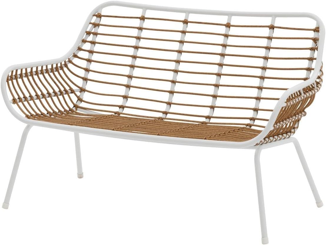 jardinito - Paopao Salon de Jardin - 4 places - acier epoxy, pieds ajustables - Blanc et Beige
