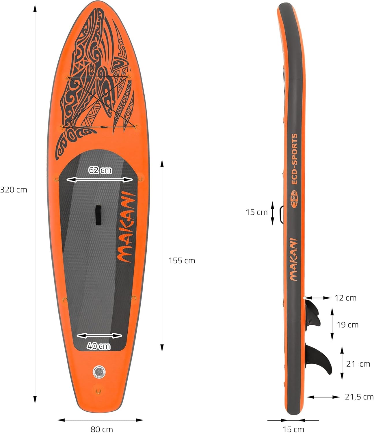 jardinito - Stand Up Paddle Série - 305/308/320/380 cm - PVC, 120/150 kg, ép. 10/15 cm
