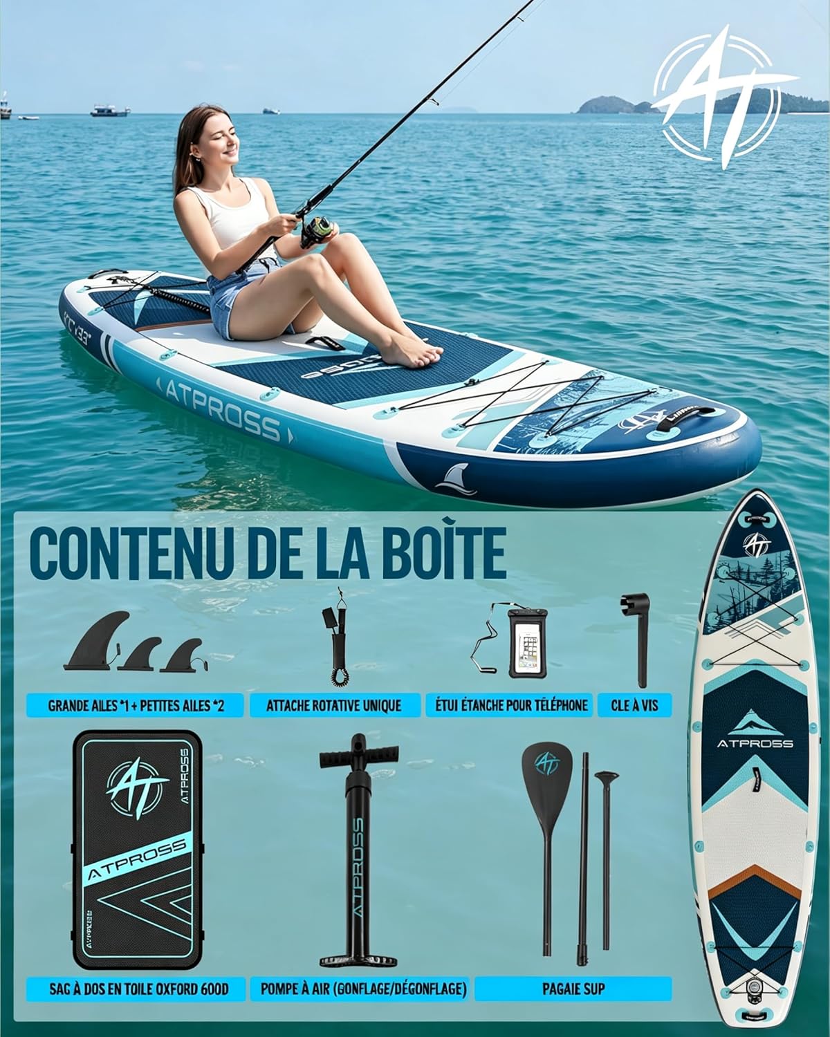 Stand Up Paddle Gonflable Adulte avec Siège Kayak & Accessoires, 320x84cm Planche de Sup Extra Large pour 2 Personnes, Charge 200kg, Kayak Gonflable 2 Places Stable et Antidérapant pour Surf