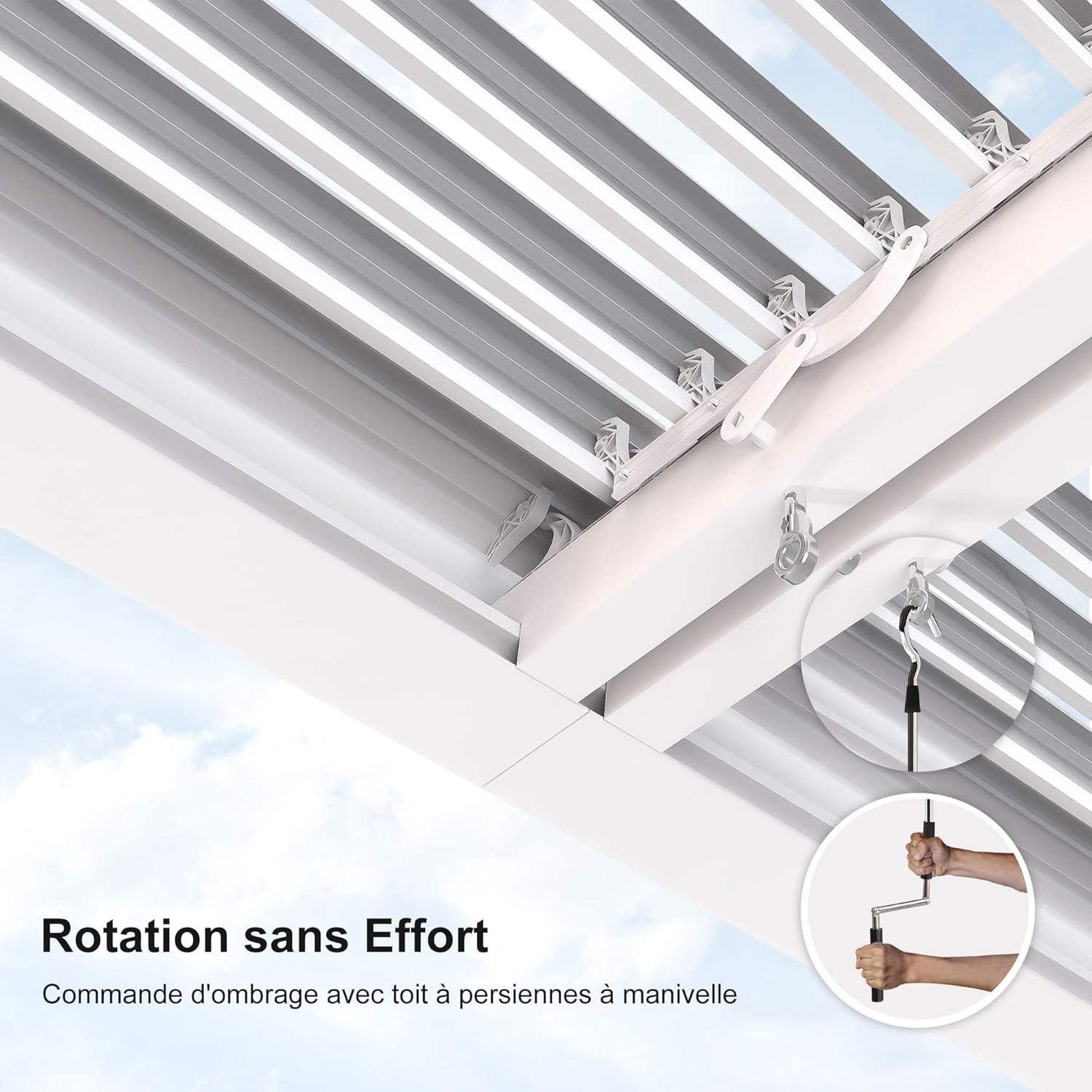 jardinito - Pergola bioclimatique 4,84x3,68m alu, LED, gouttières