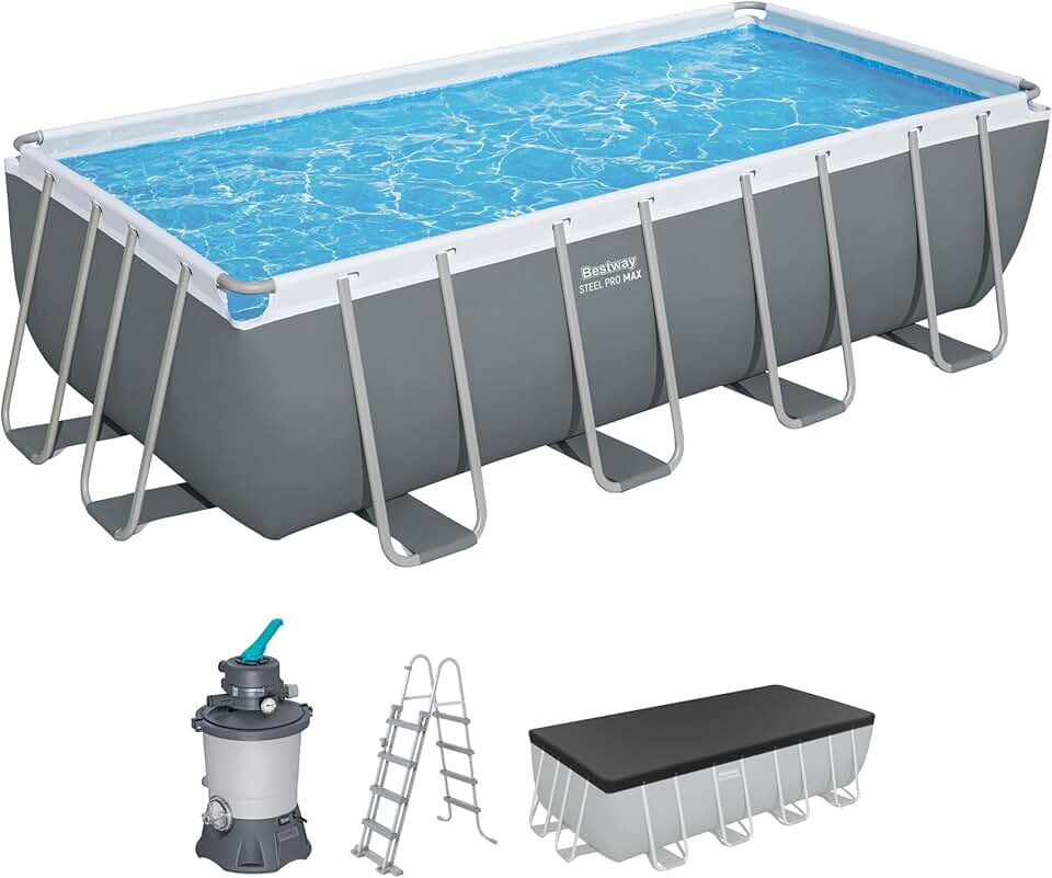 jardinito Steel Pro Max Kit Piscine Hors Sol - 488 cm x 244 cm x 122 cm - Gris foncé