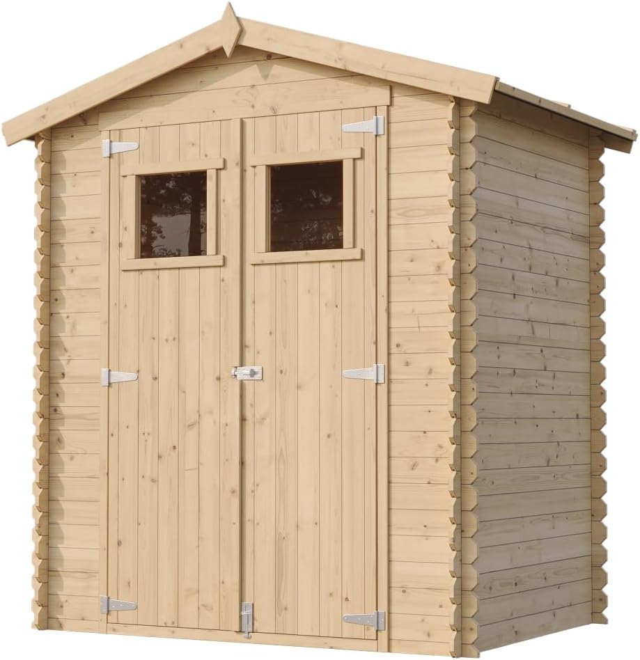 Abri de Jardin en Bois avec Sol TRAITÉ - Stockage extérieur I196xL136xH218 cm/ 1.98 m2 Petit abri à Outils, Local à vélos - Toit imperméable, fenêtres - jardinito M367