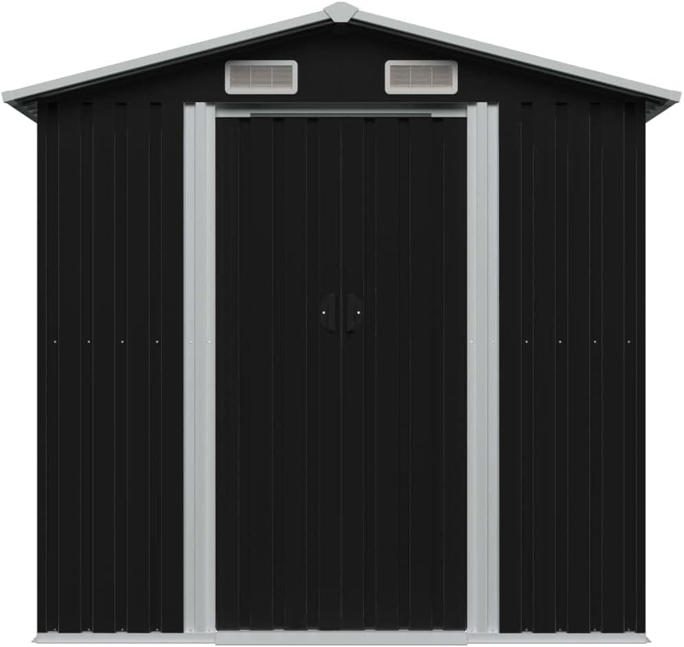 Abri de Stockage Métal Vert 204x132x186 cm Cabane Rangement Jardin (Anthracite)