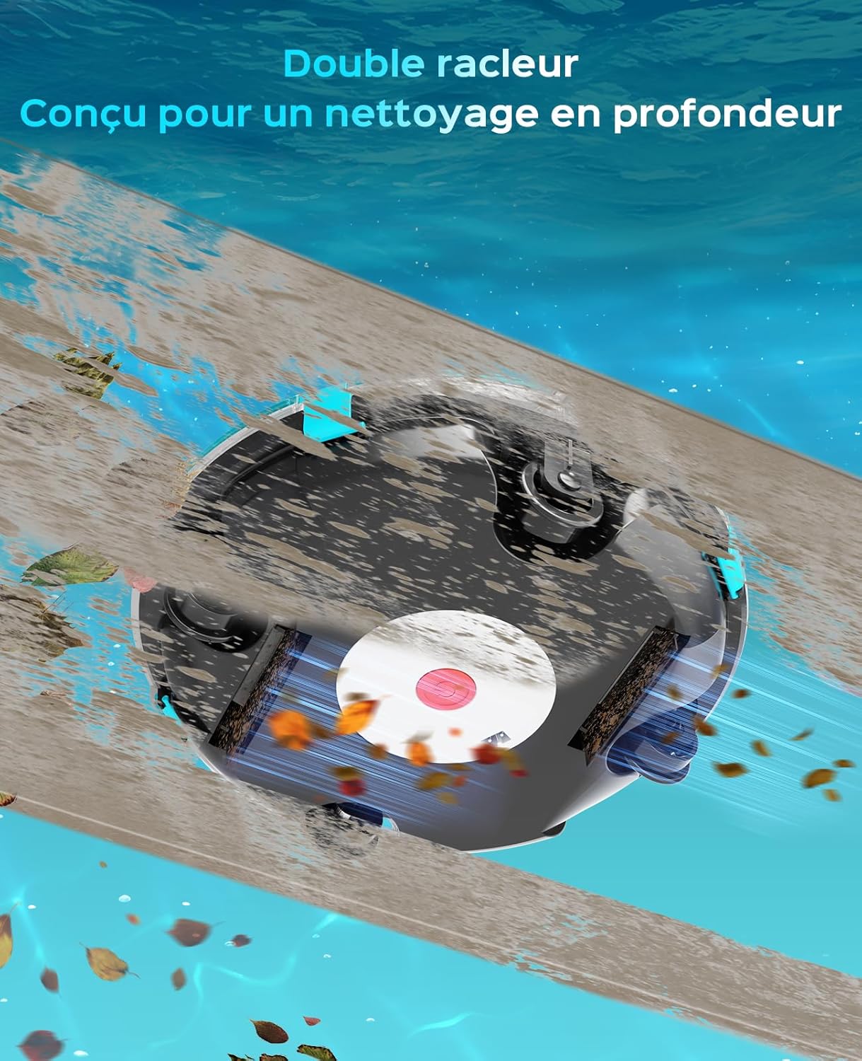 Winny - Robot piscine sans fil, 80 min d'autonomie, double filtration, 60m² - Winny200P