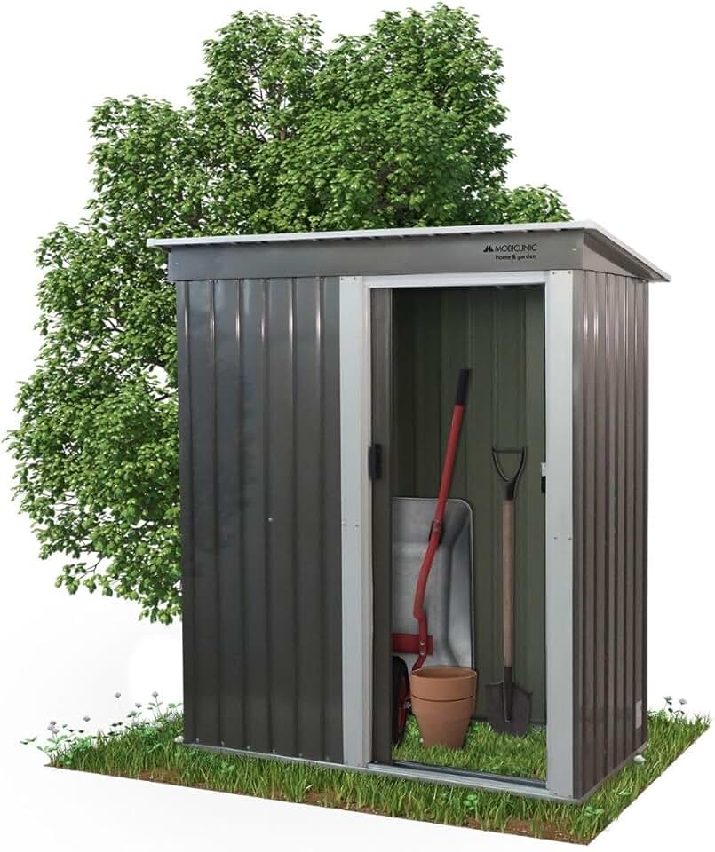 jardinito - Nomi - 150x75x181 cm - abri jardin, porte coulissante, toit pentu, sécurisable, gris