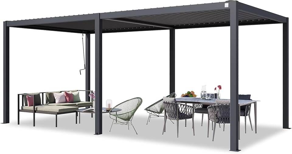 jardinito - Pergola série acier/aluminium - 3x6 m - lames orientables