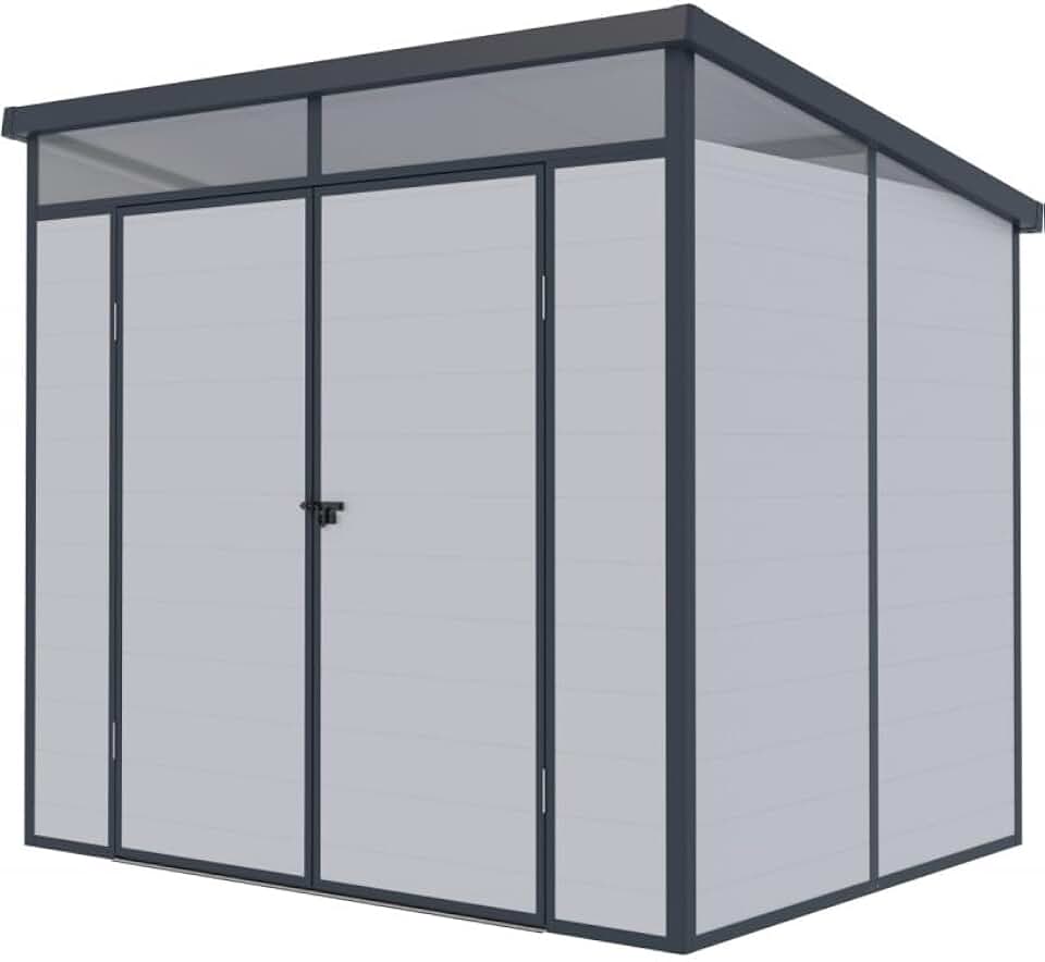 jardinito – Abri de jardin résine 4,10m² toit plat, double porte, aluminium