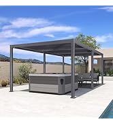 jardinito Pergola Bioclimatique 3,5 x 6,35 m en Aluminium, Tonnelle de Jardin Exterieur avec La...