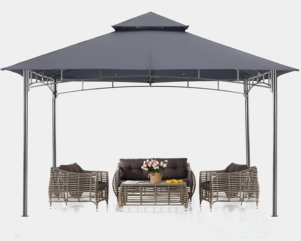 jardinito - tonnelle terrasse série – 3,05x3,05 m – cadre acier, gris foncé