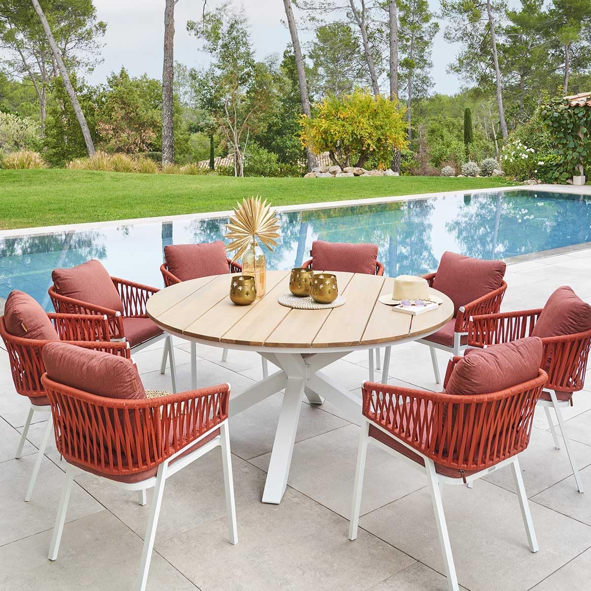 jardinito - Oriengo - diamètre 160 cm - aluminium acacia 8 places