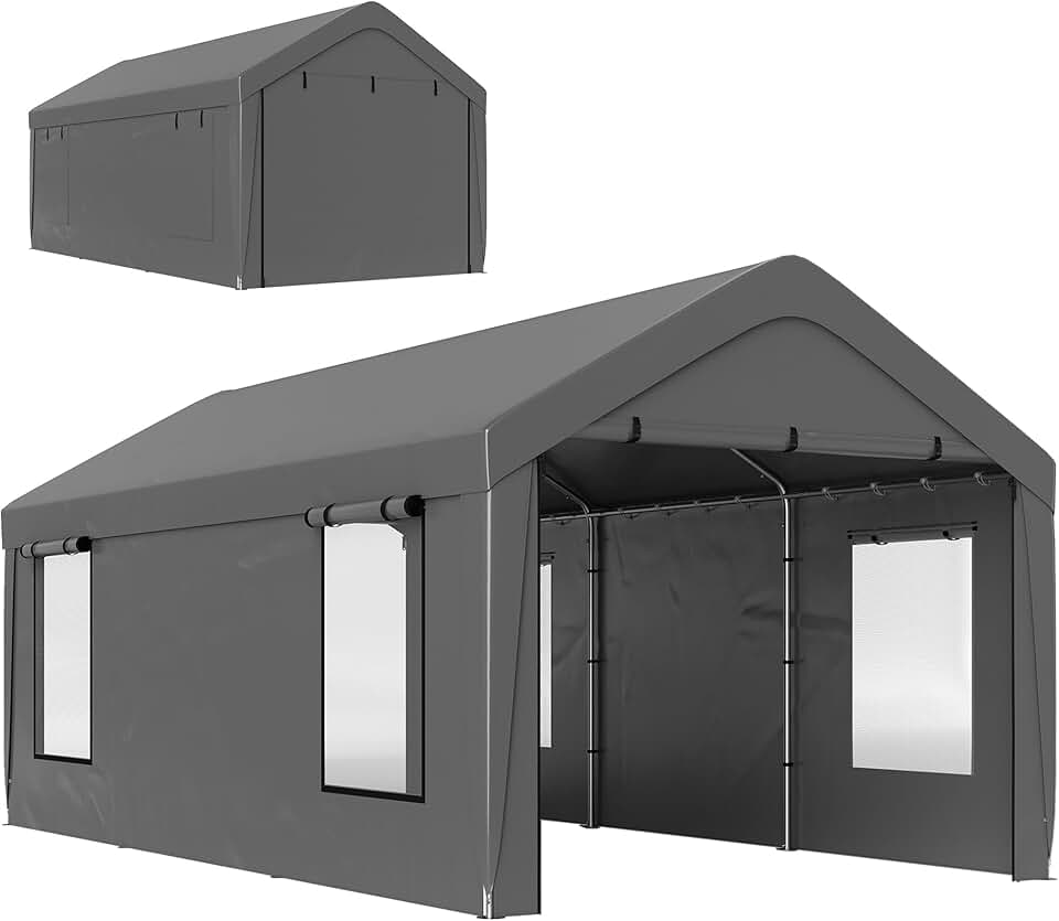 jardinito - Carport 3x6 m - parois amovibles, 4 fenêtres, 2 portes roulantes