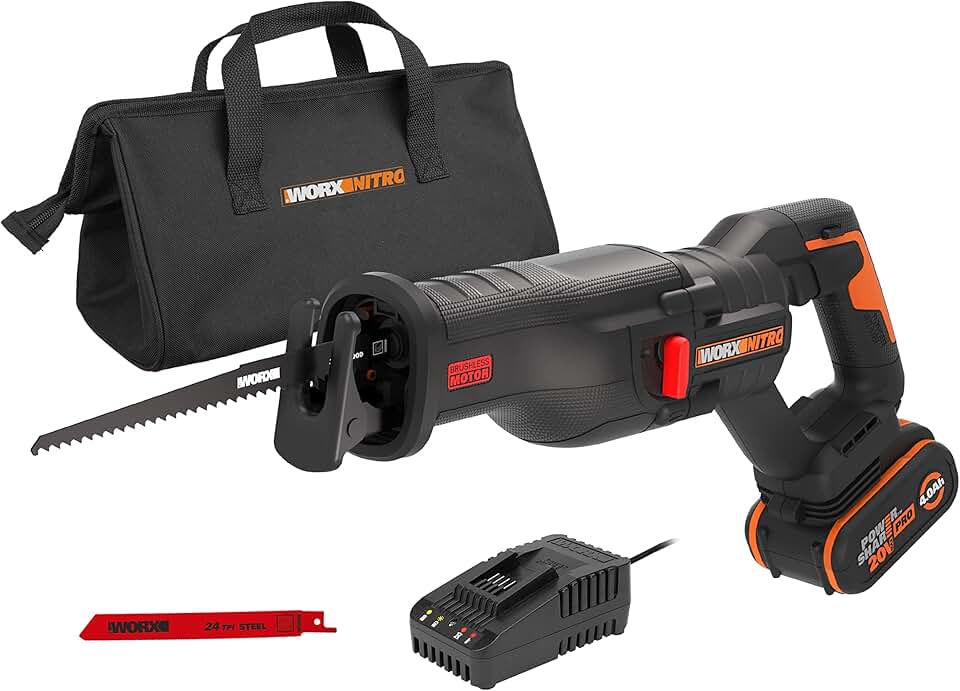jardinito - Scie sabre brushless, 29mm course, 20V, légère, WX516
