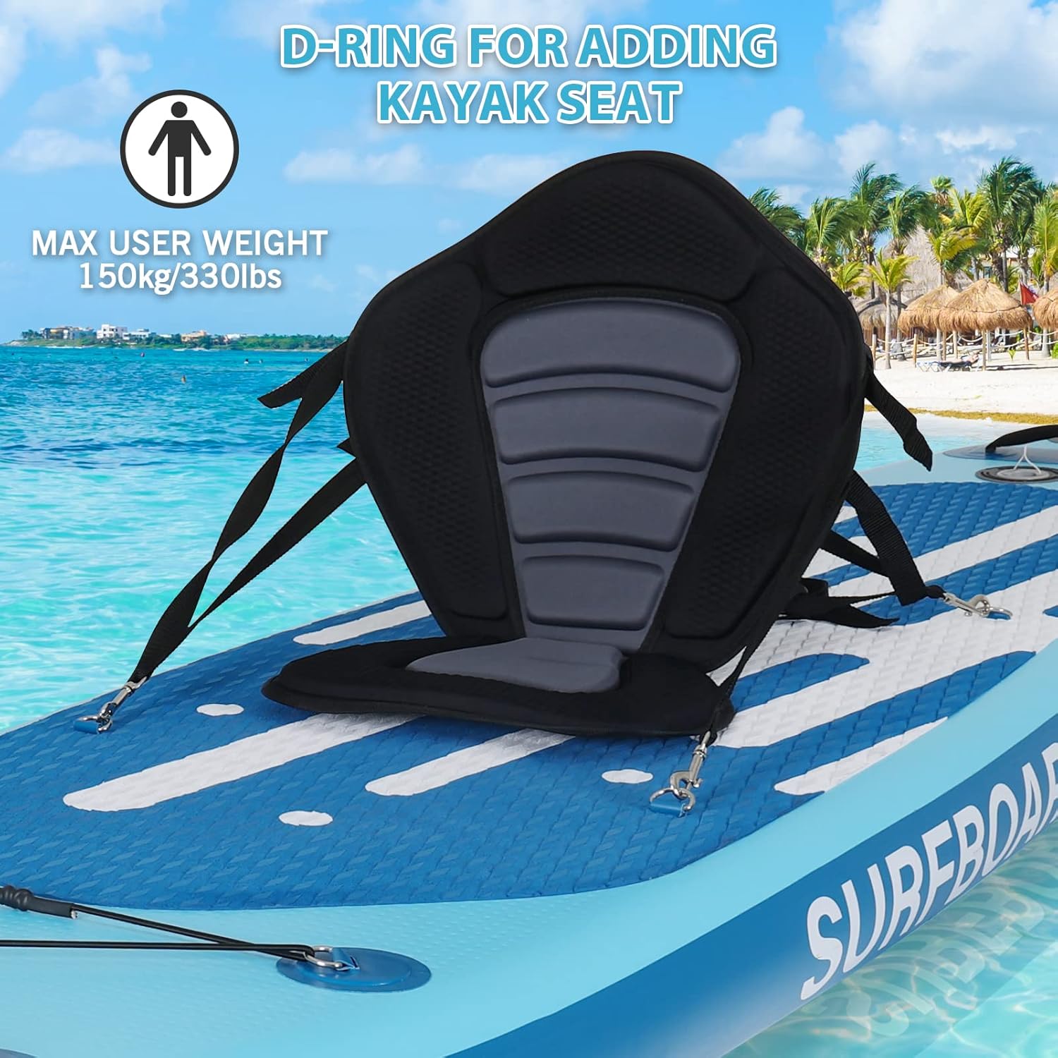 jardinito - Paddle gonflable adulte - 320/335cm - 2 places, siège kayak, pagaie alu, support caméra, jusqu'à 150kg