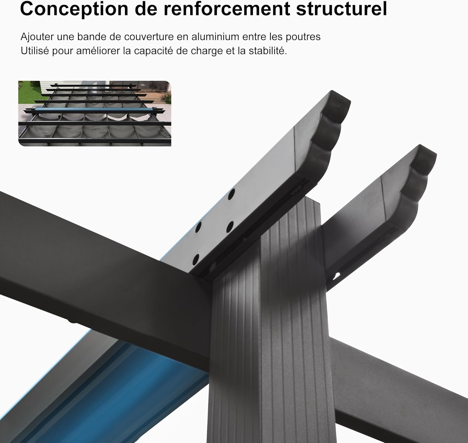 jardinito - Pergola aluminium 5,5x3m, éclairage LED, toit rétractable