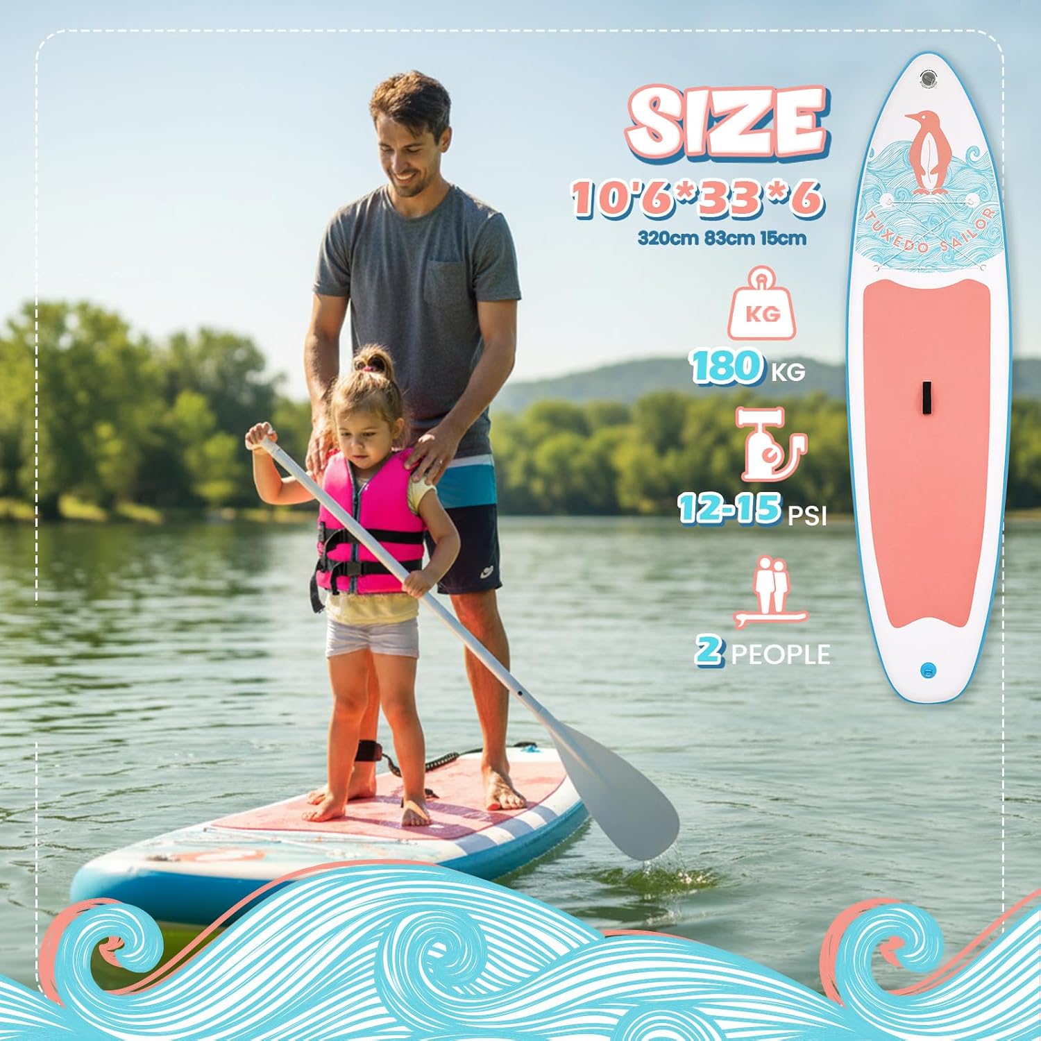 jardinito - SUP gonflable adulte 320cm - stable, kit complet