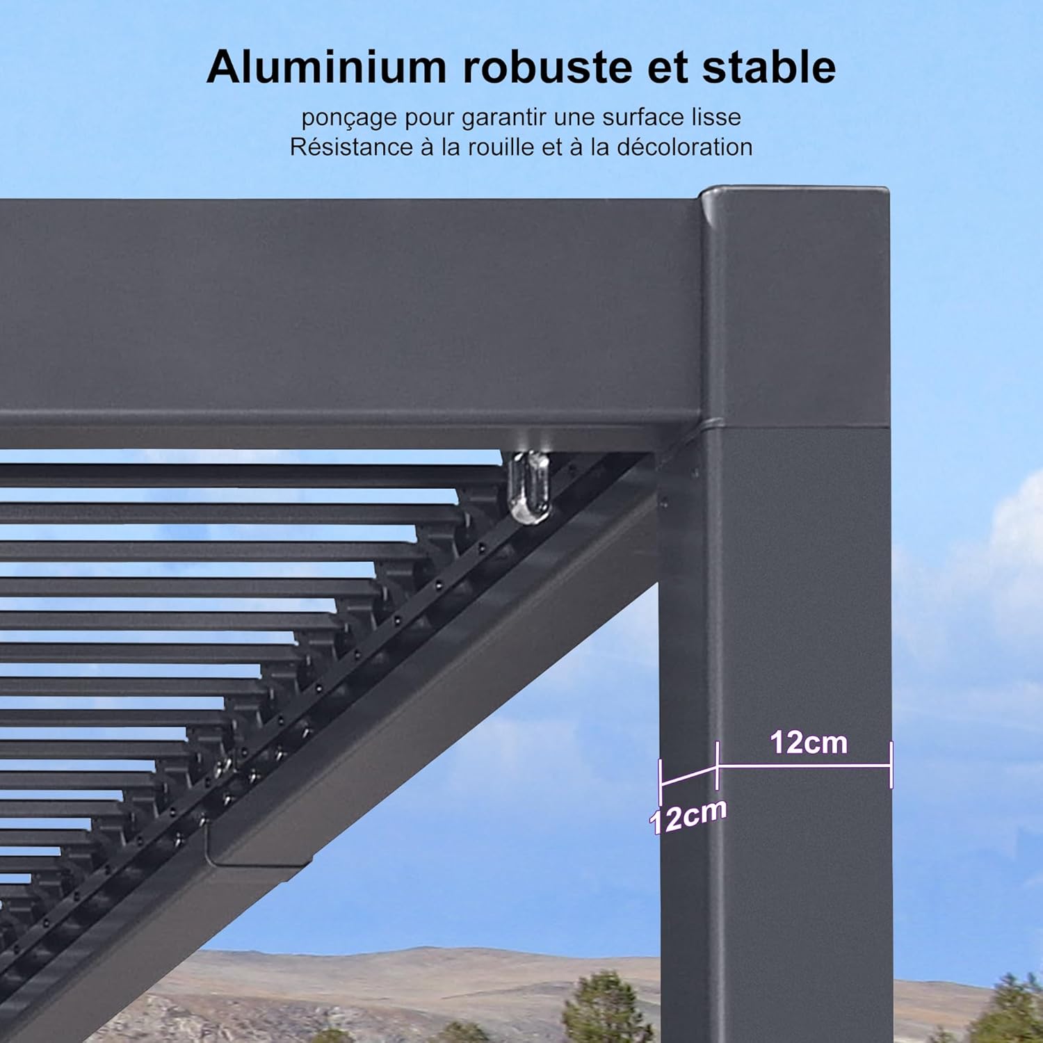 jardinito - pergola bioclimatique - 3,5x6,35m - aluminium, lames orientables, résistante intempéries