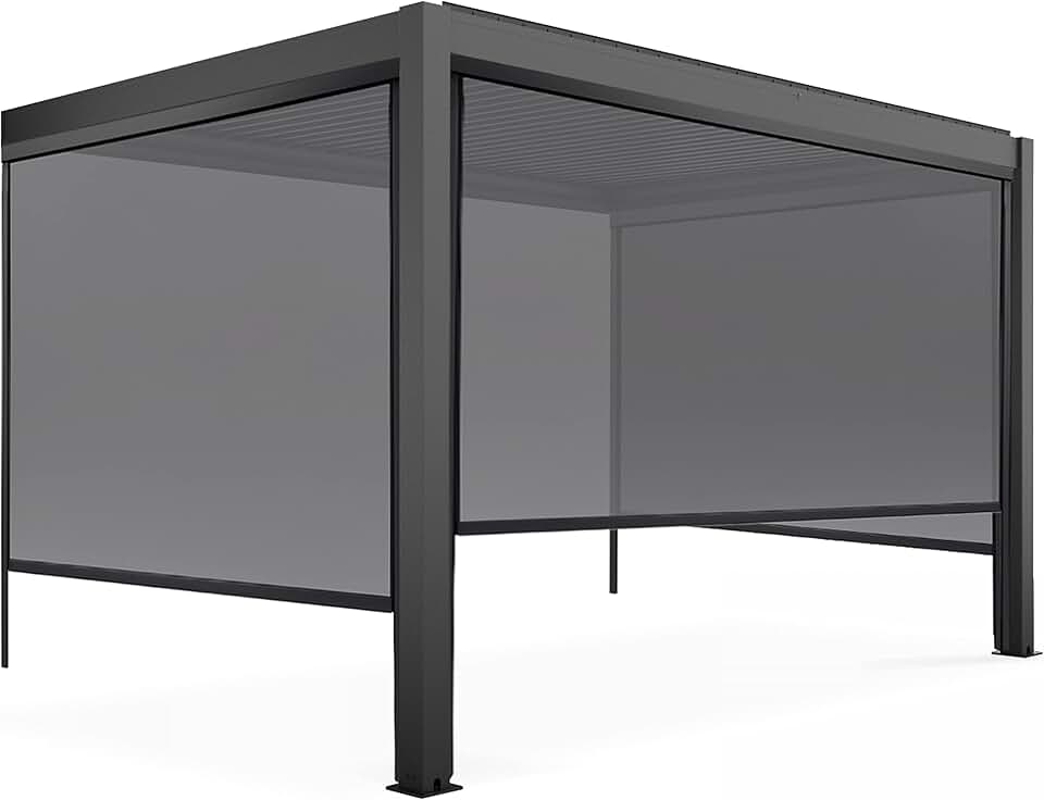 jardinito - Pergola bioclimatique adossée - 3x4m - 3 stores gris