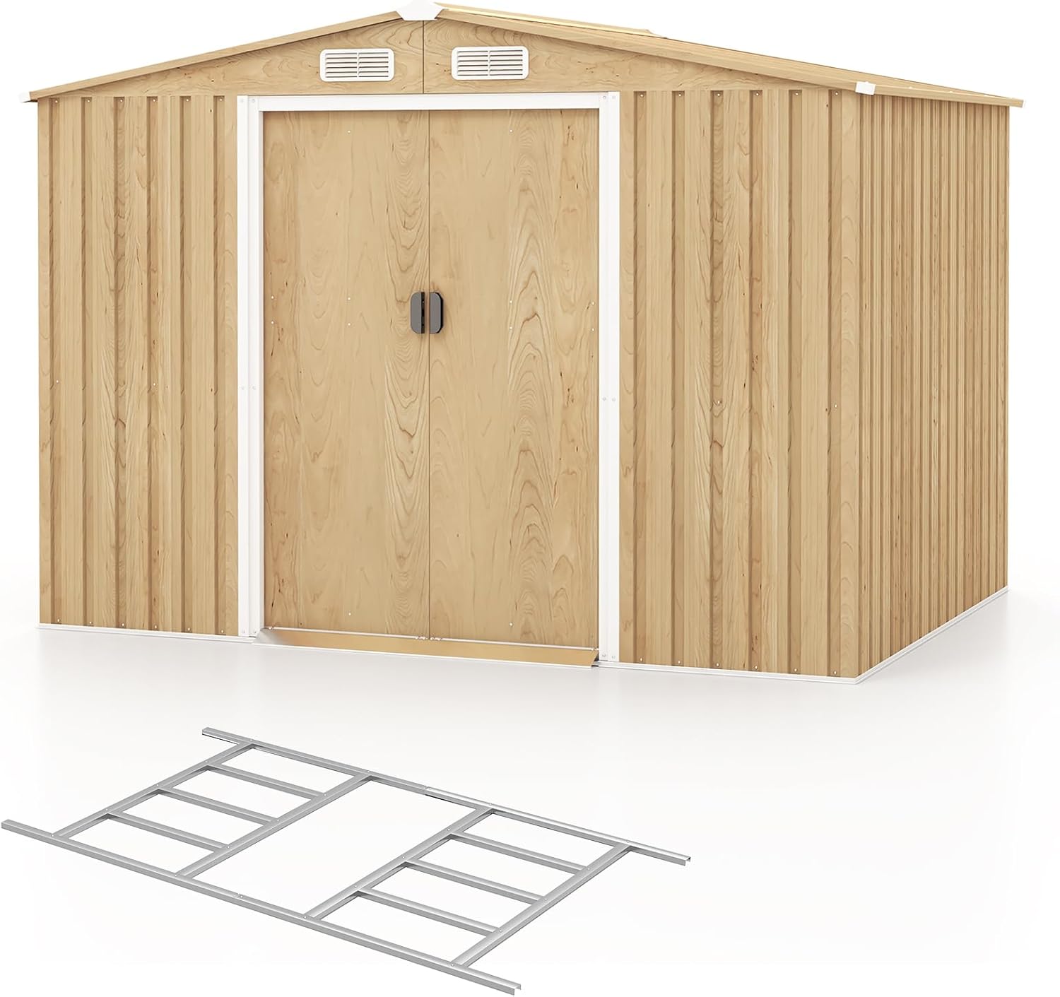 jardinito - Abri de jardin acier 259x196x184cm porte coulissante 5m²
