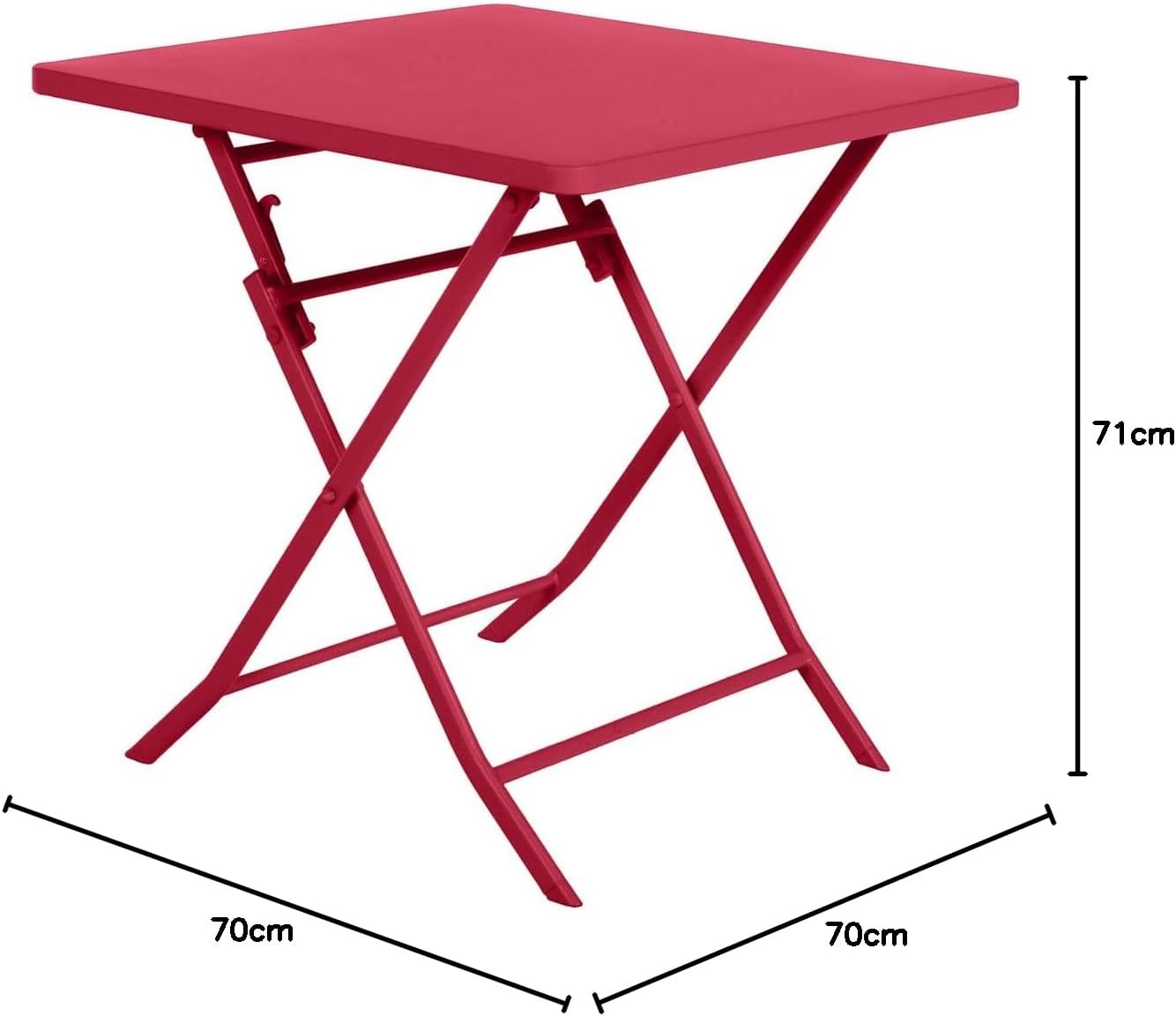 jardinito - Greensboro - 2 places 70x70 cm - table de jardin pliante acier renforcé