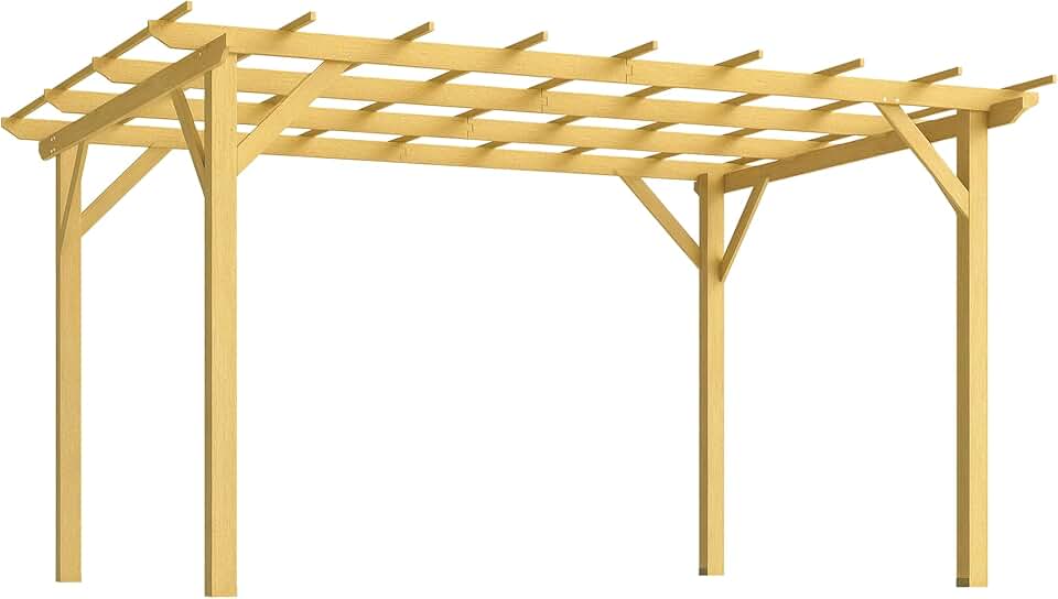 jardinito - pergola jardin bois naturel - 3x4m - idéale vignes et fleurs