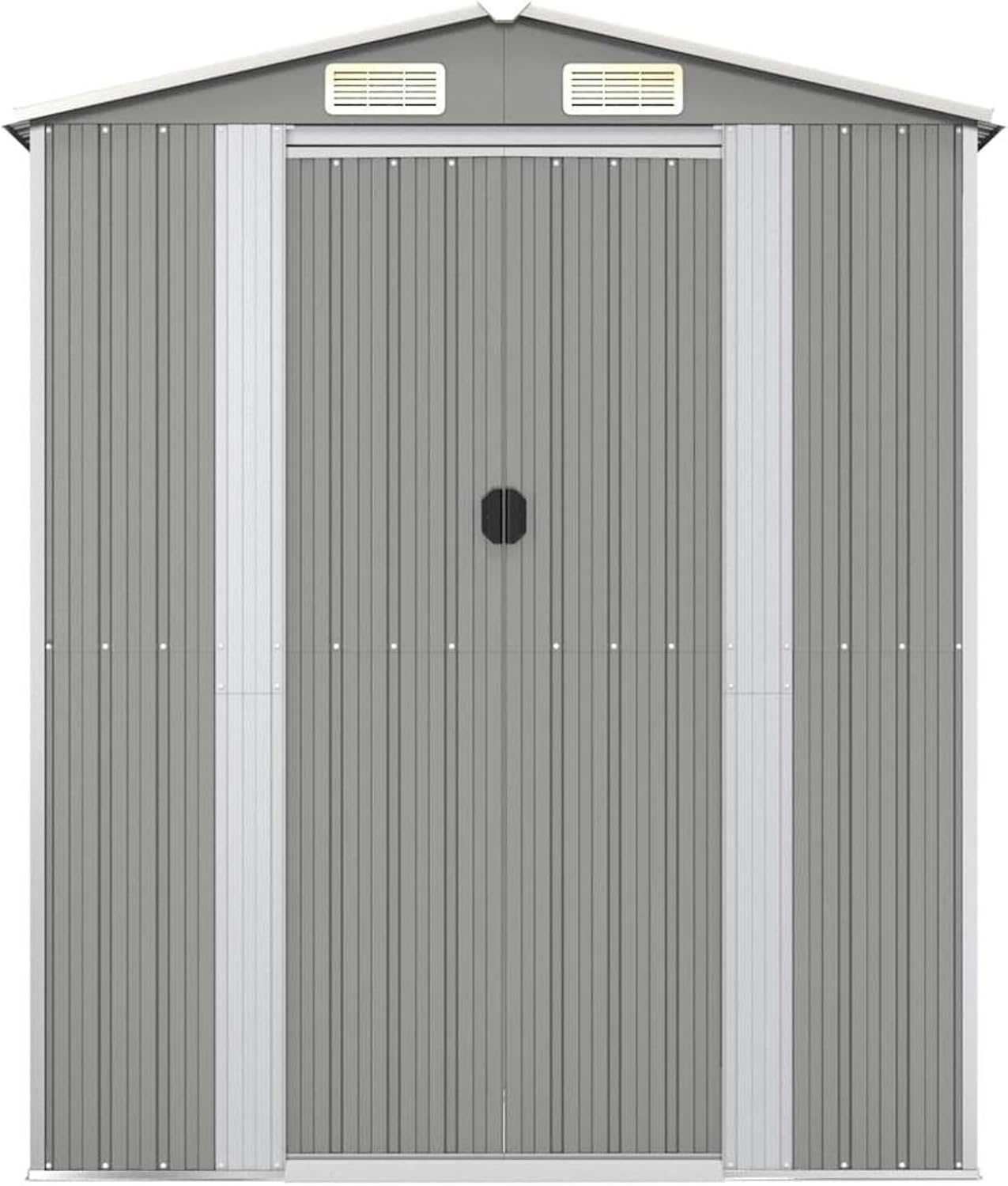 Abri de jardin extérieur en acier galvanisé gris clair - 192x108x223 cm, robuste et anti-corrosion.