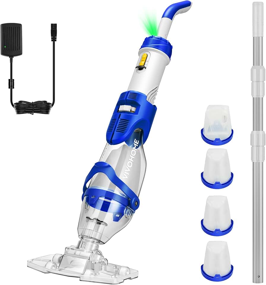jardinito - Aspirateur piscine sans fil - 250 cm - 4300 LPH, 2,6L, 75 min, 4 sacs filtres