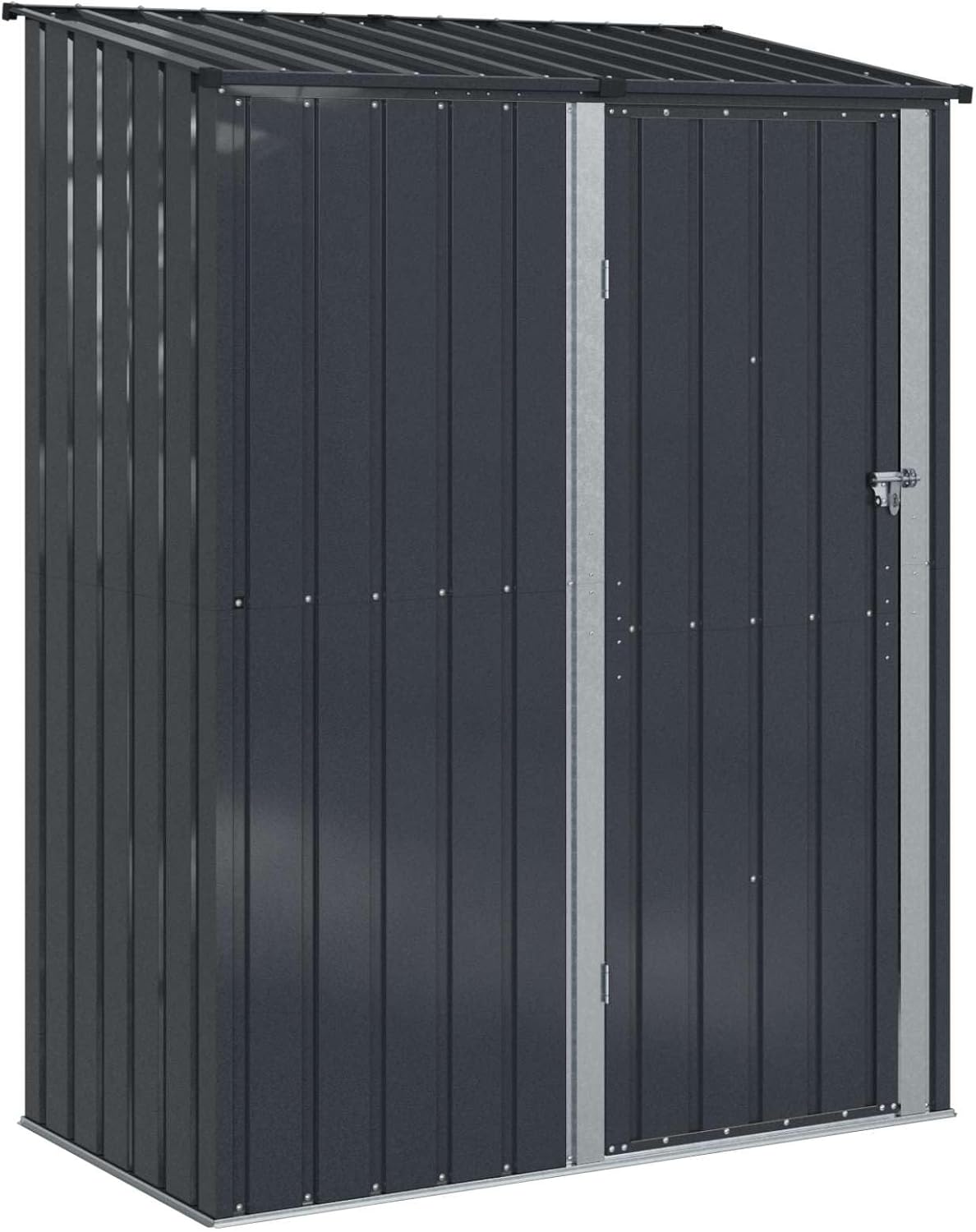 Abri de Jardin en Métal - armoire extérieure - 153,5x86x200cm - anthracite, robuste, rangement outils
