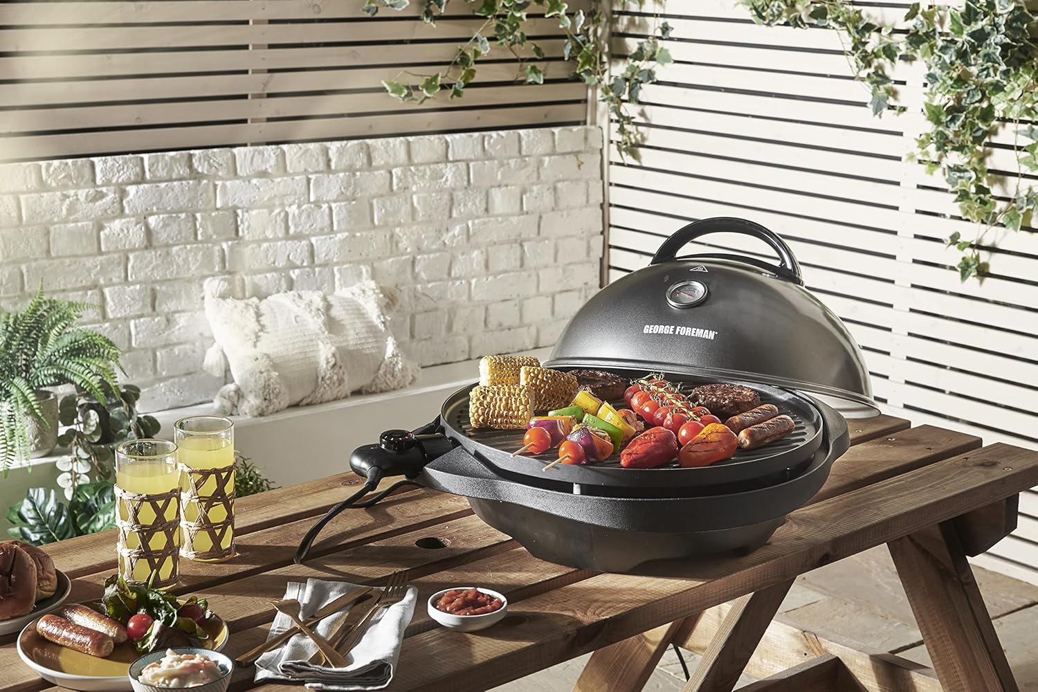 jardinito - Barbecue 2 en 1 - 44,5cm - Électrique, grill avec bac à graisse, 2400W, 22460-56