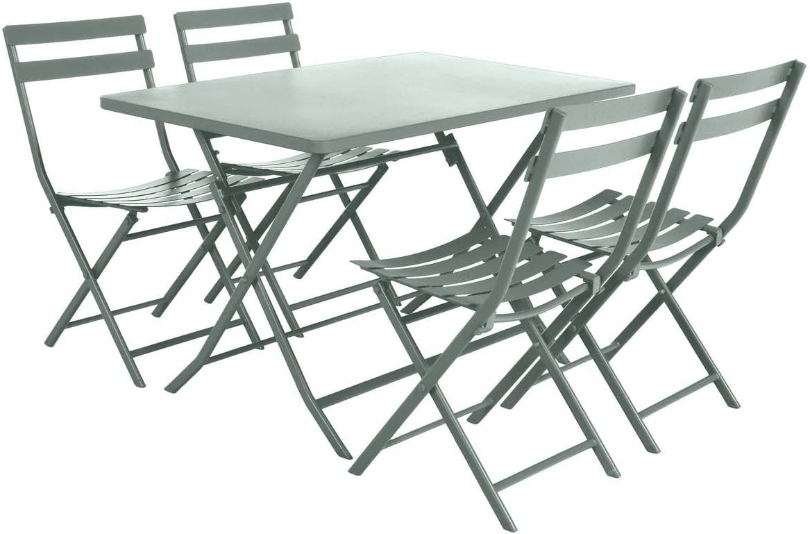 jardinito - Greensboro - table pliante 4 places acier vert olive