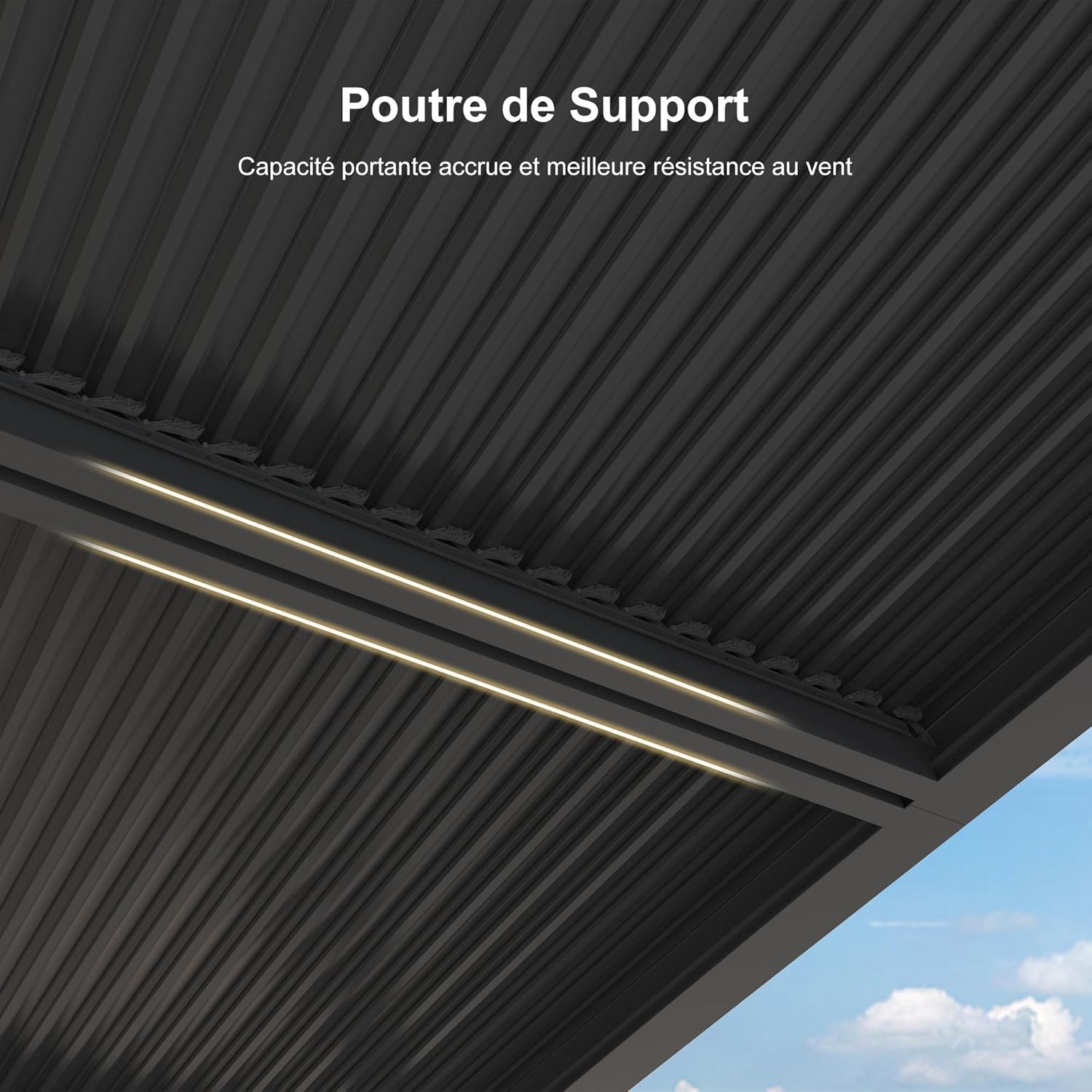 jardinito - Pergola bioclimatique 4,6x3,3 m, alu, persiennes fixes