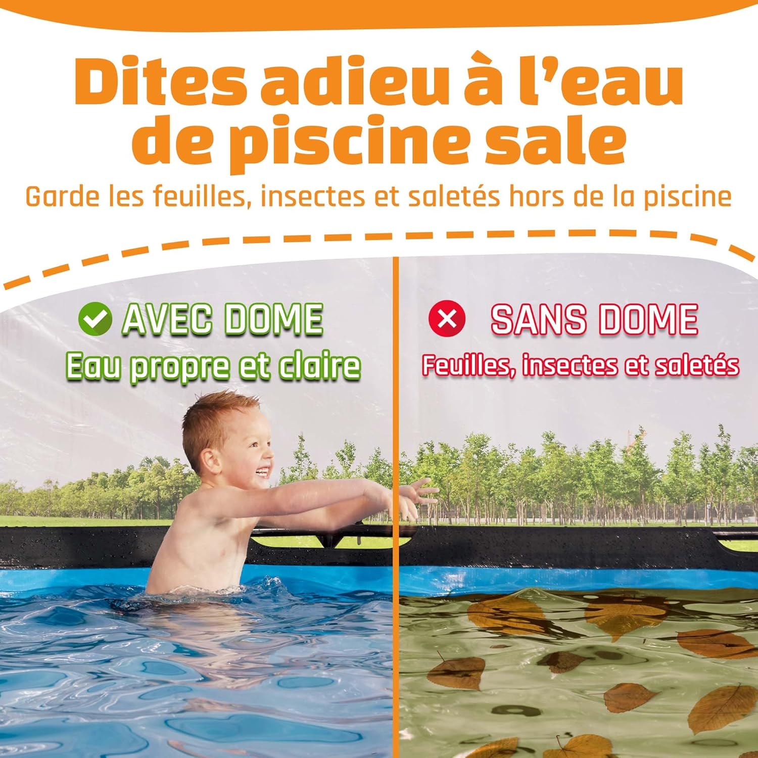 jardinito - Dôme Piscine Universel ø 427 cm Transparent pliable - 427CM