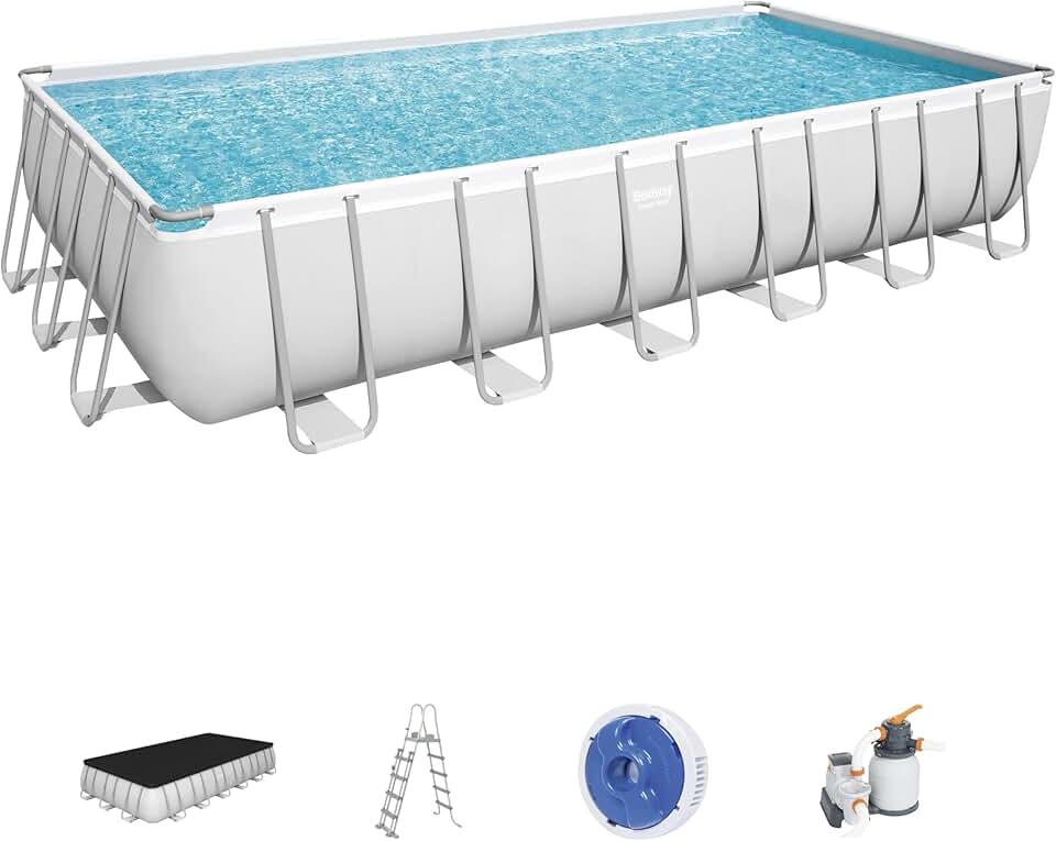 jardinito Piscine hors sol rectangle Power Steel gris clair 732 x 366 x 132 cm