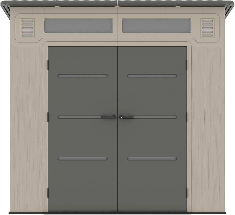 jardinito - Abri de jardin résine 6,5m², plancher, beige/gris, ép. 22mm, ANTEVA