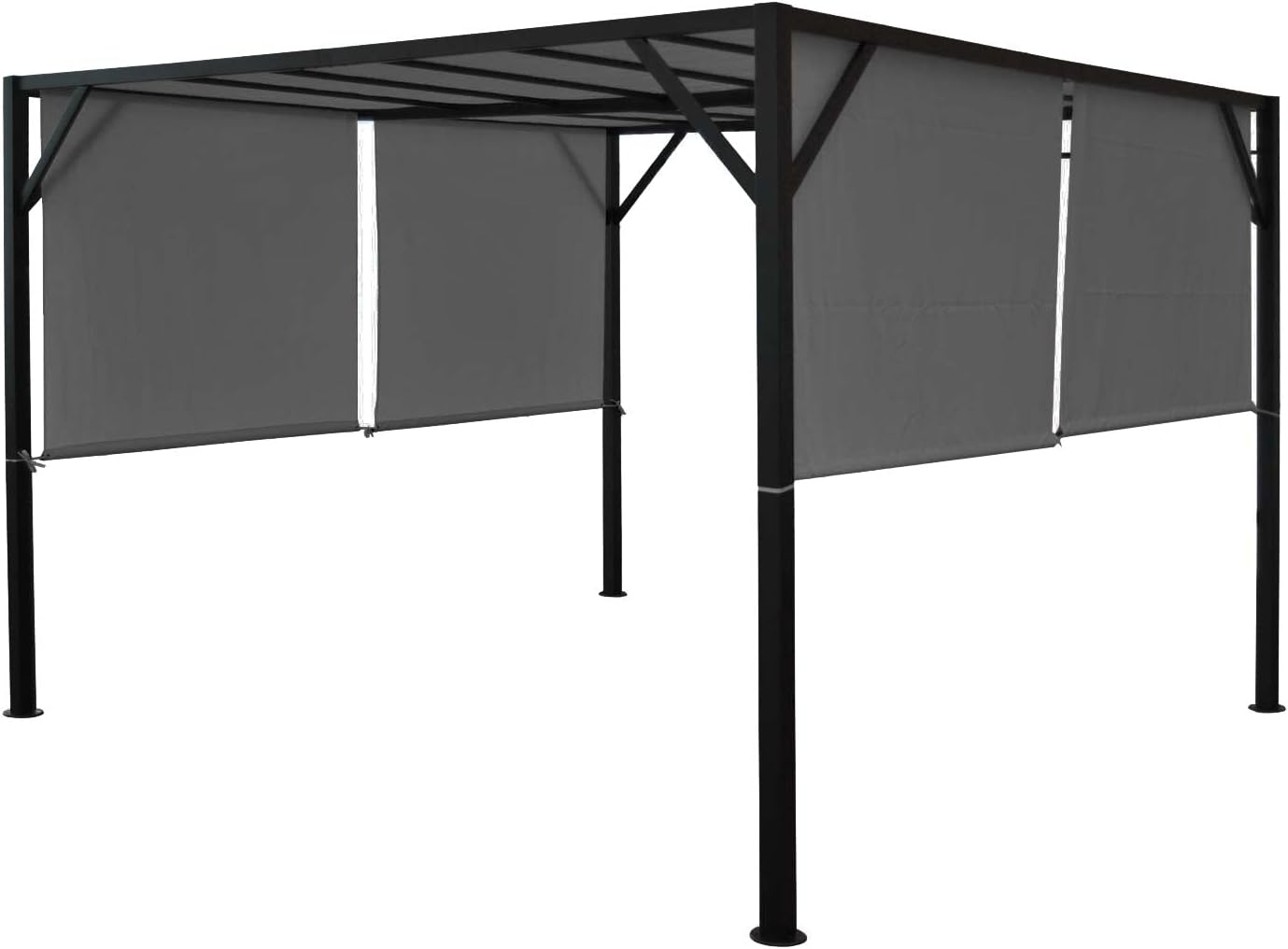 Pergola de jardin - structure acier stable - toit ouvrant gris 4x4m - 04_0004067
