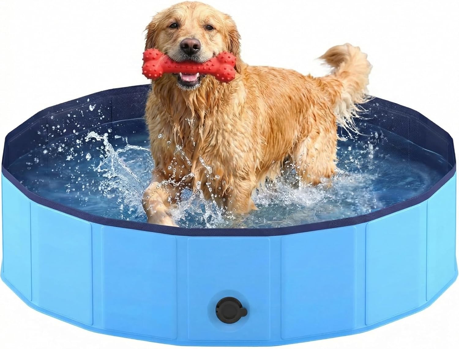 Piscine Chien Pliable, Piscine pour Chien 80x20cm en PVC, Piscine Enfant Stable et Antidérapant, Piscine Portable pour Grand Chien et Animaux de Compagnie Bleu