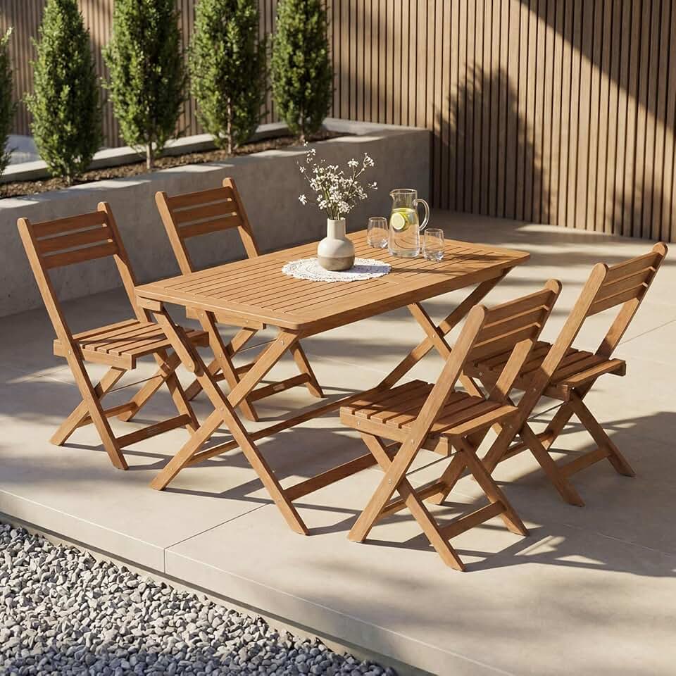 jardinito - Rimini - set 4 chaises et table acacia, stable, durable