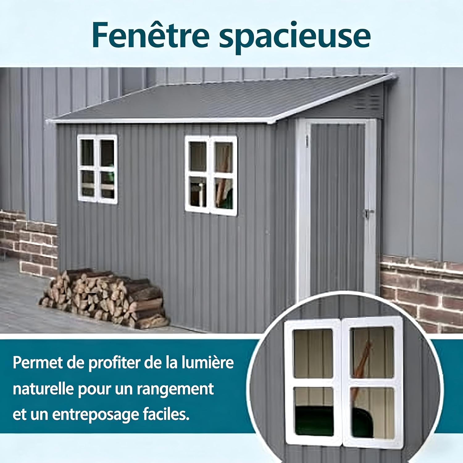 Abri de Jardin Métal 4x10 Pieds (1,2x3 m) avec Kit de Fondation – Design Adossé, Porte Verrouillable et 2 Fenêtres – Coffre de Rangement Extérieur Résistant aux Intempéries pour Outils Jardinage