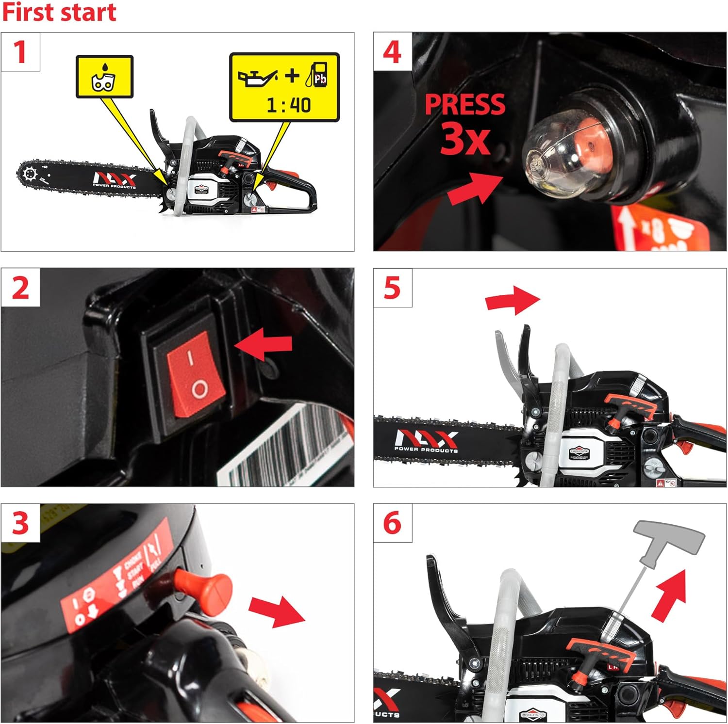 NAX POWER PRODUCTS 300C moteur 45 cm3 1,6 kW guide 16