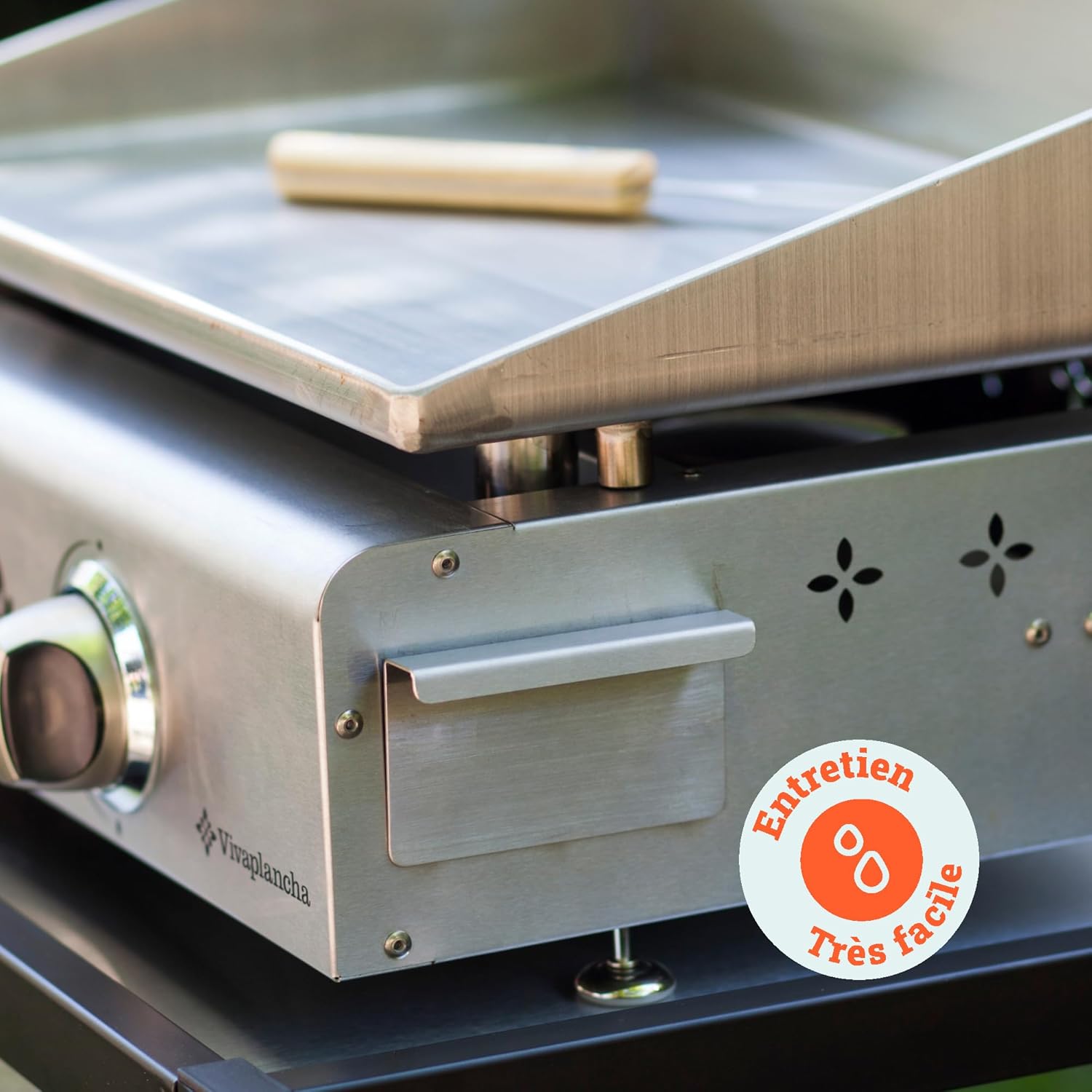 Plancha gaz inox - semi professionnelle - 68x35 cm - plaque inox 6mm, 7,5kW, 3 brûleurs