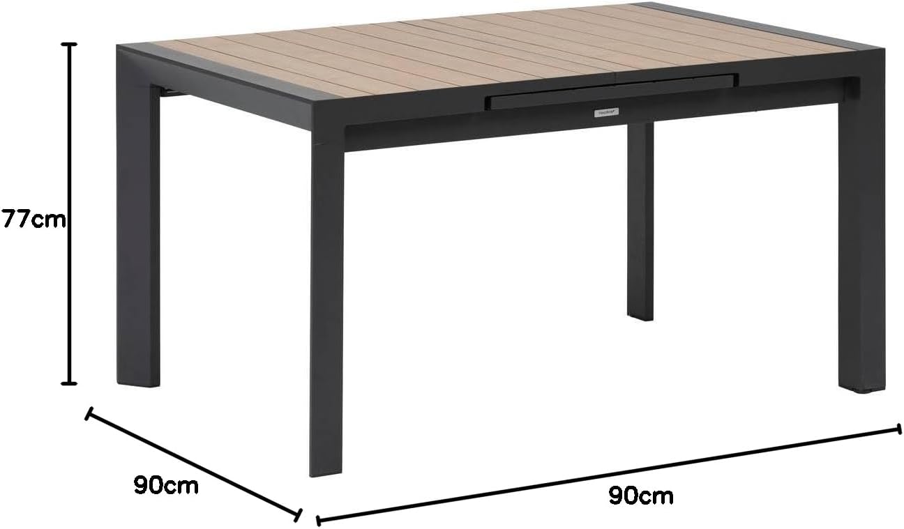 jardinito - Evasion Extensible 8 places - aluminium antirouille - effet bois
