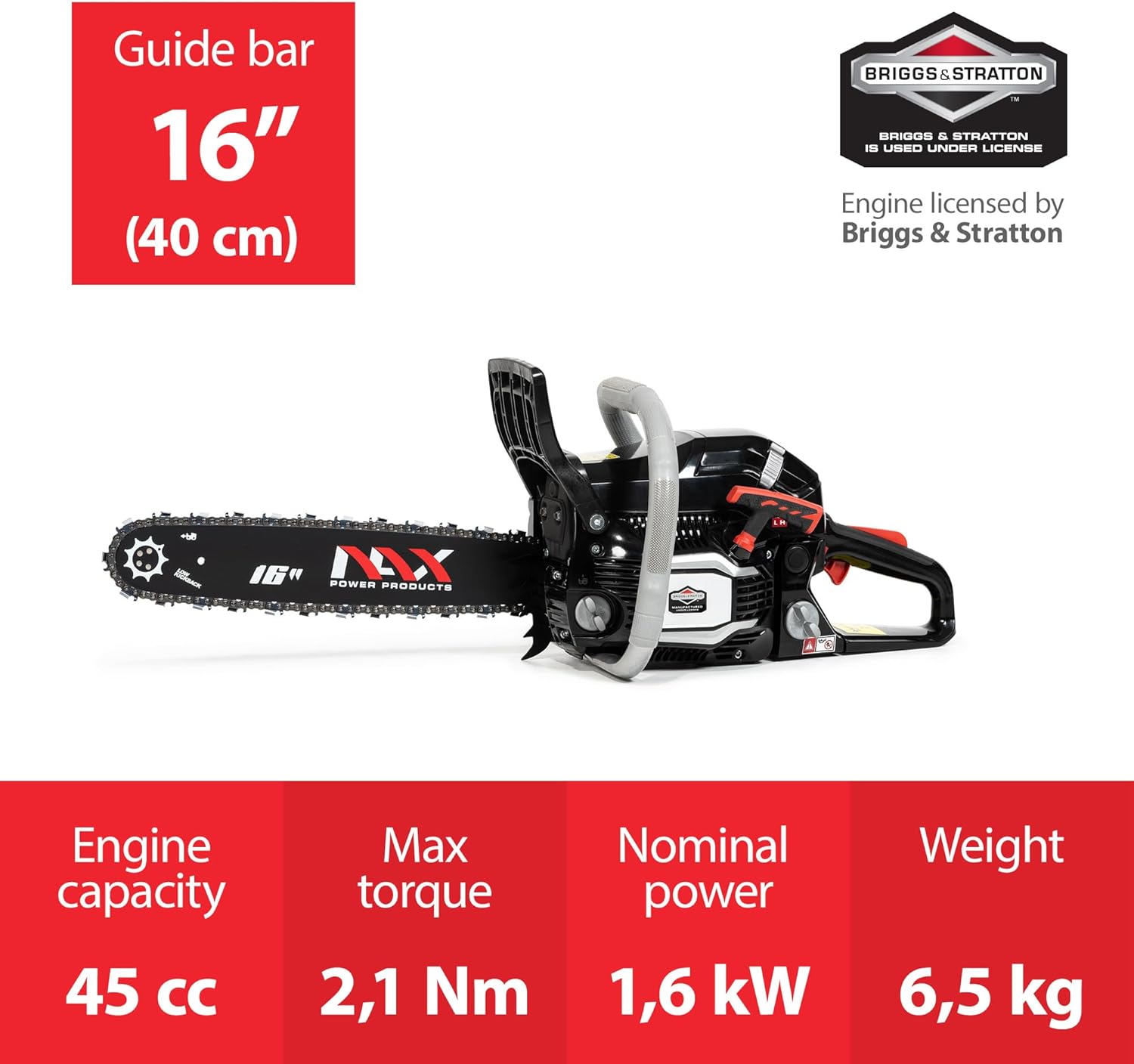 NAX POWER PRODUCTS 300C moteur 45 cm3 1,6 kW guide 16