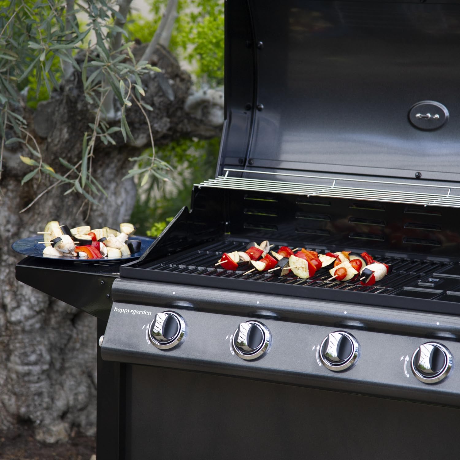 jardinito - Barbecue gaz RENO - 4 brûleurs 14kW avec thermomètre