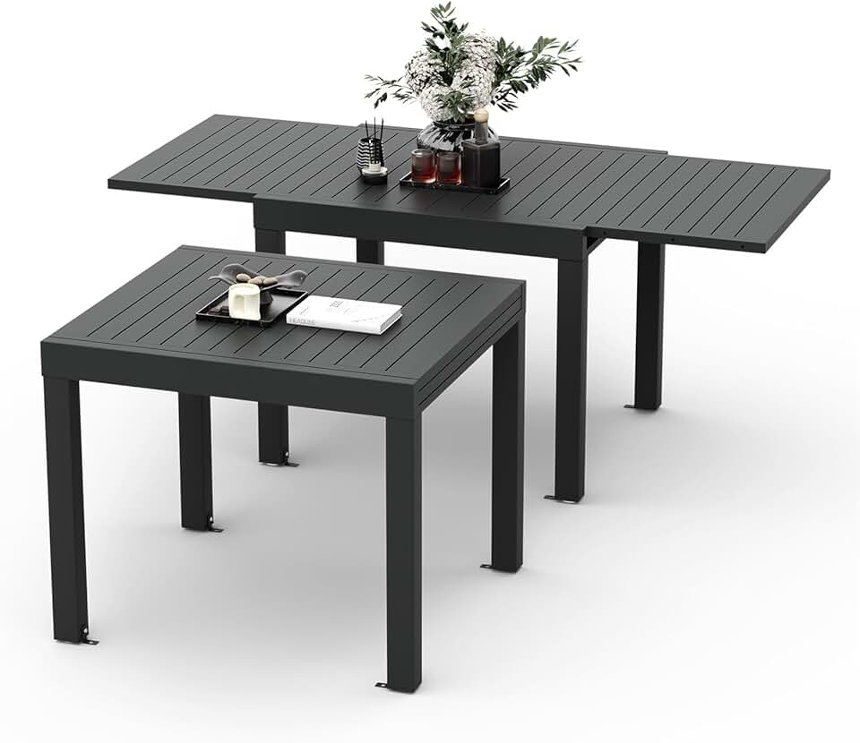 jardinito - Table extensible aluminium - 80/160x80x75 cm - Résistante, gris