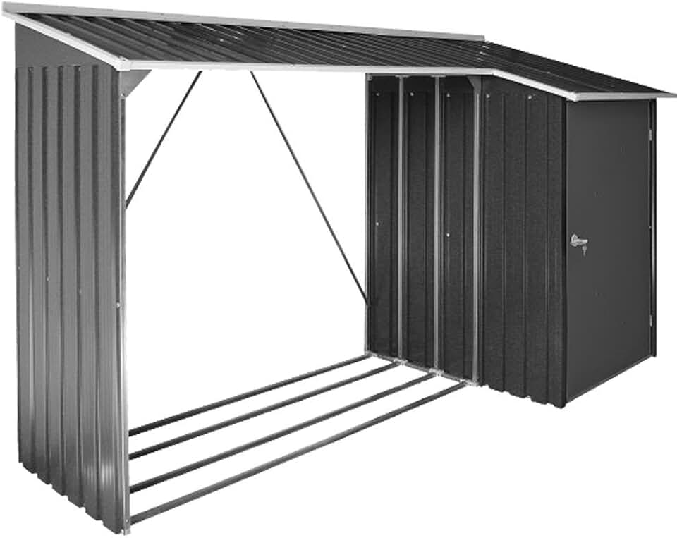 jardinito - WoodStore Combo - 8x3 ft - abri bûches métal, porte cadenassable, sol surélevé