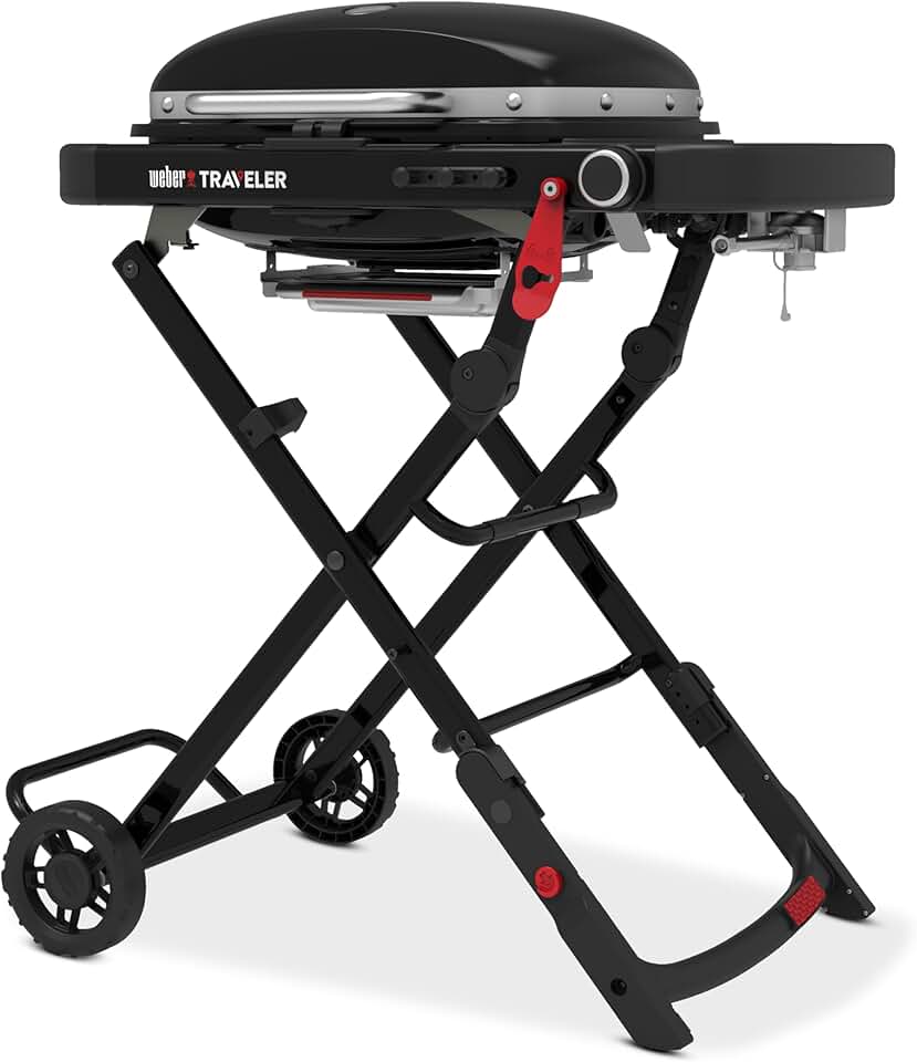 jardinito - Traveler Compact - 52x36 cm - barbecue gaz pliable portable, 1 brûleur, thermomètre intégré