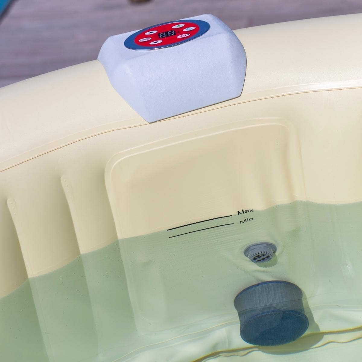 jardinito Spa hydromassage Gonflable Chauffant 4-6 Personnes 185 x 65 cm Pompe Super silencieuse intégrée, Marron