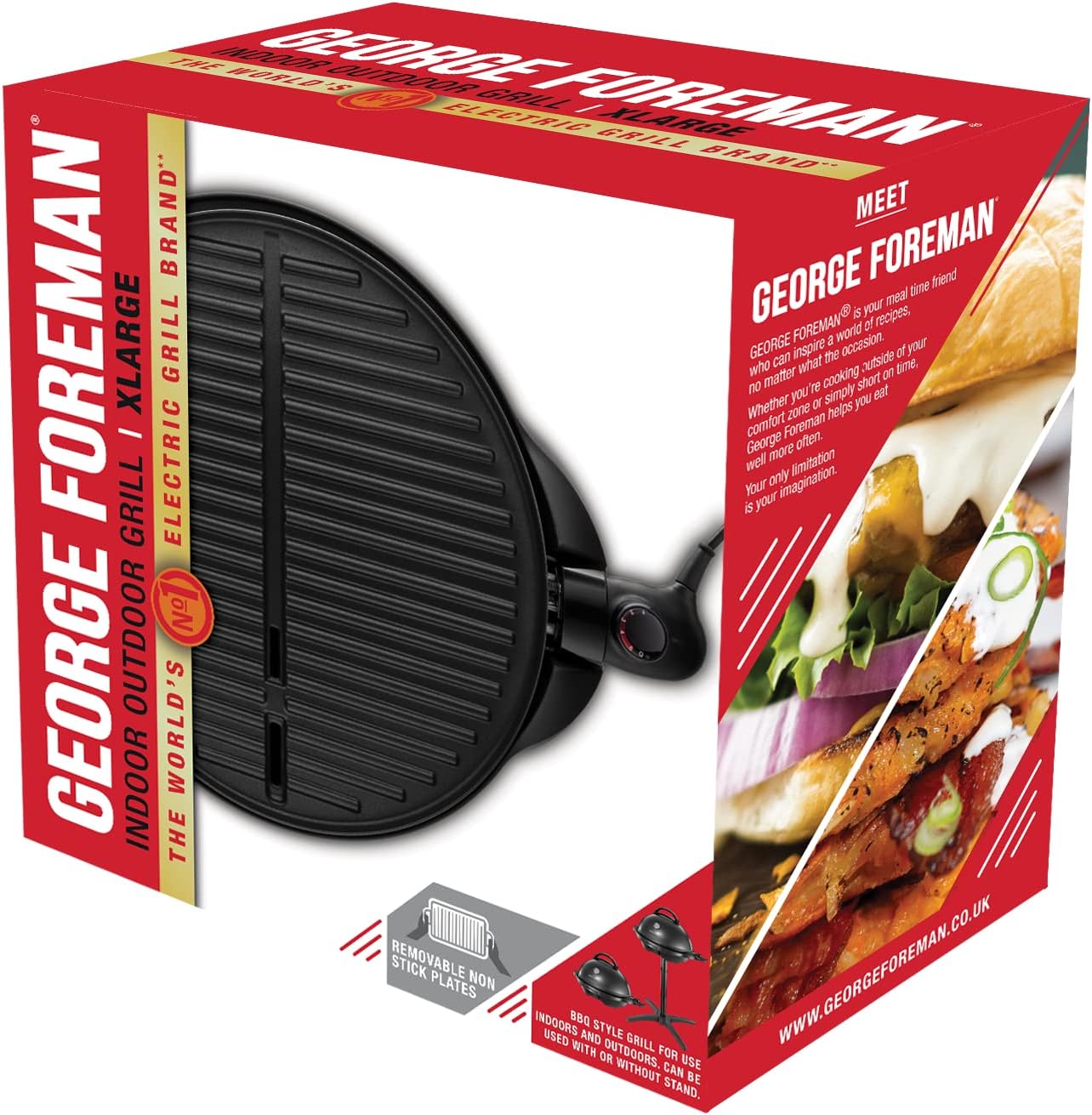 jardinito - Barbecue 2 en 1 - 44,5cm - Électrique, grill avec bac à graisse, 2400W, 22460-56