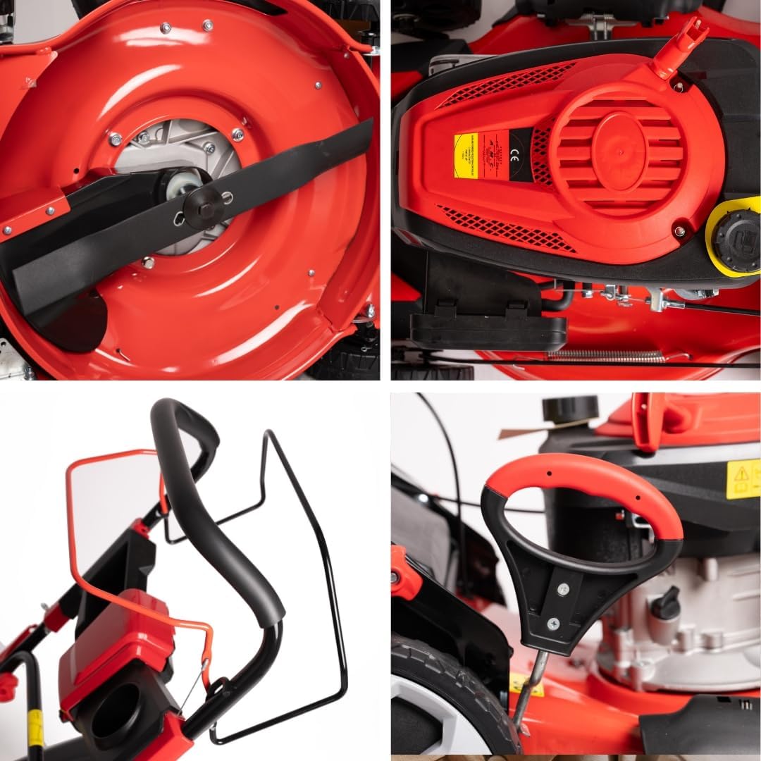 jardinito Tondeuse à gazon à explosion automotrice 4in1-4 CV, Tondeuse à gazon thermique autoportée - Moteur 170cc 4 temps avec autotraction - Largeur de coupe 51 cm - Mulching - Panier de collecte 60L