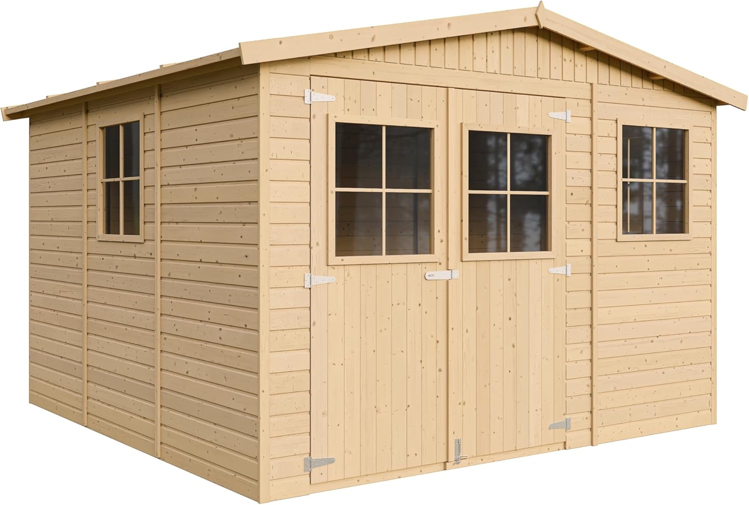 ABRI de Jardin en Bois Exterieur avec Les PLANCHERS IMPRÉGNÉ - Cabane de Jardin en Pin/épicéa- H226x316x324 cm/9 m²-Construction de Panneaux- Rangement pour vélos, Remise à Outils- jardinito M335+M335G